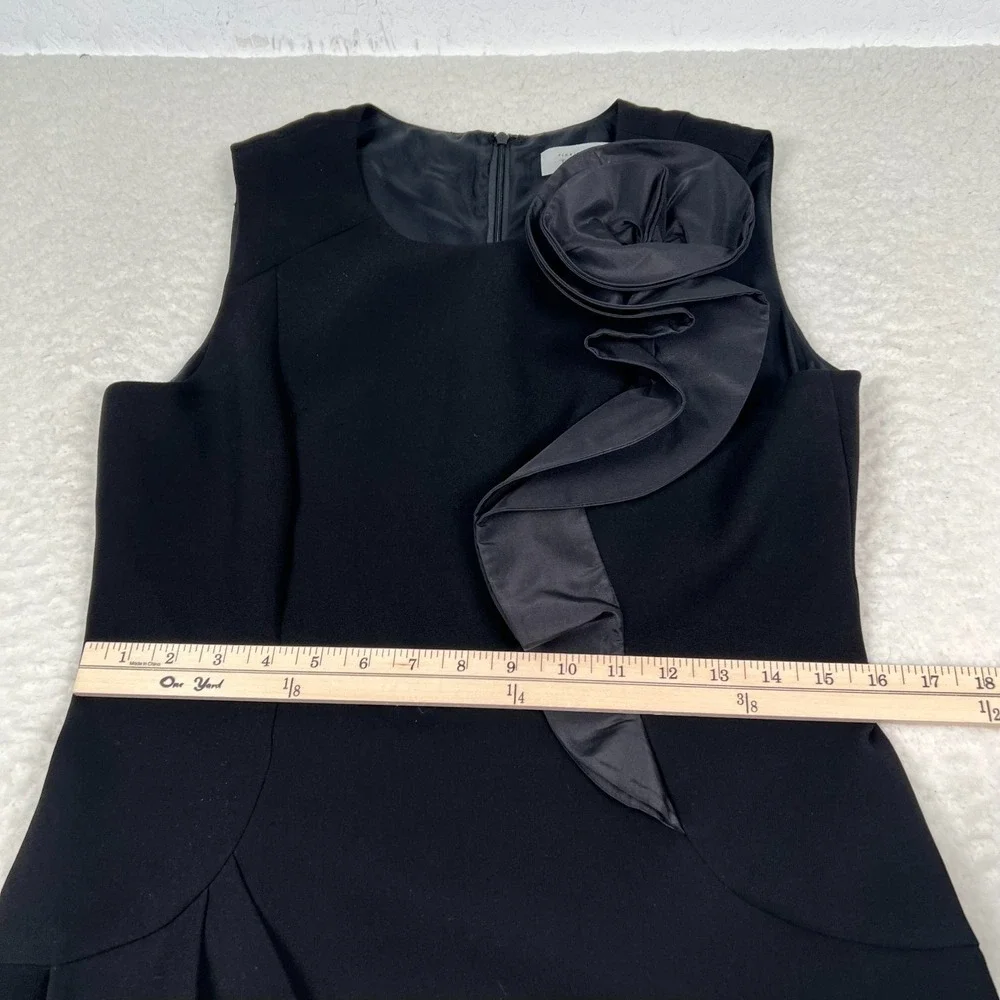 Teri Jon‎ Rickie Freeman Dress Womens 10 Black Sleeveless Ruffle Silk Cocktail